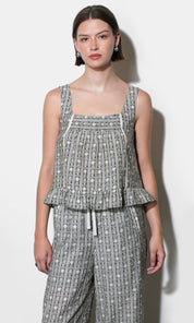 Nova Stripe Pattern Square Neck Sleeveless Top