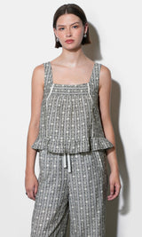 Nova Stripe Pattern Square Neck Sleeveless Top