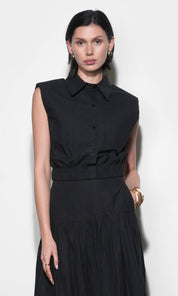 Oren Poplin Sleeveless Shirt With Elasticized Hem