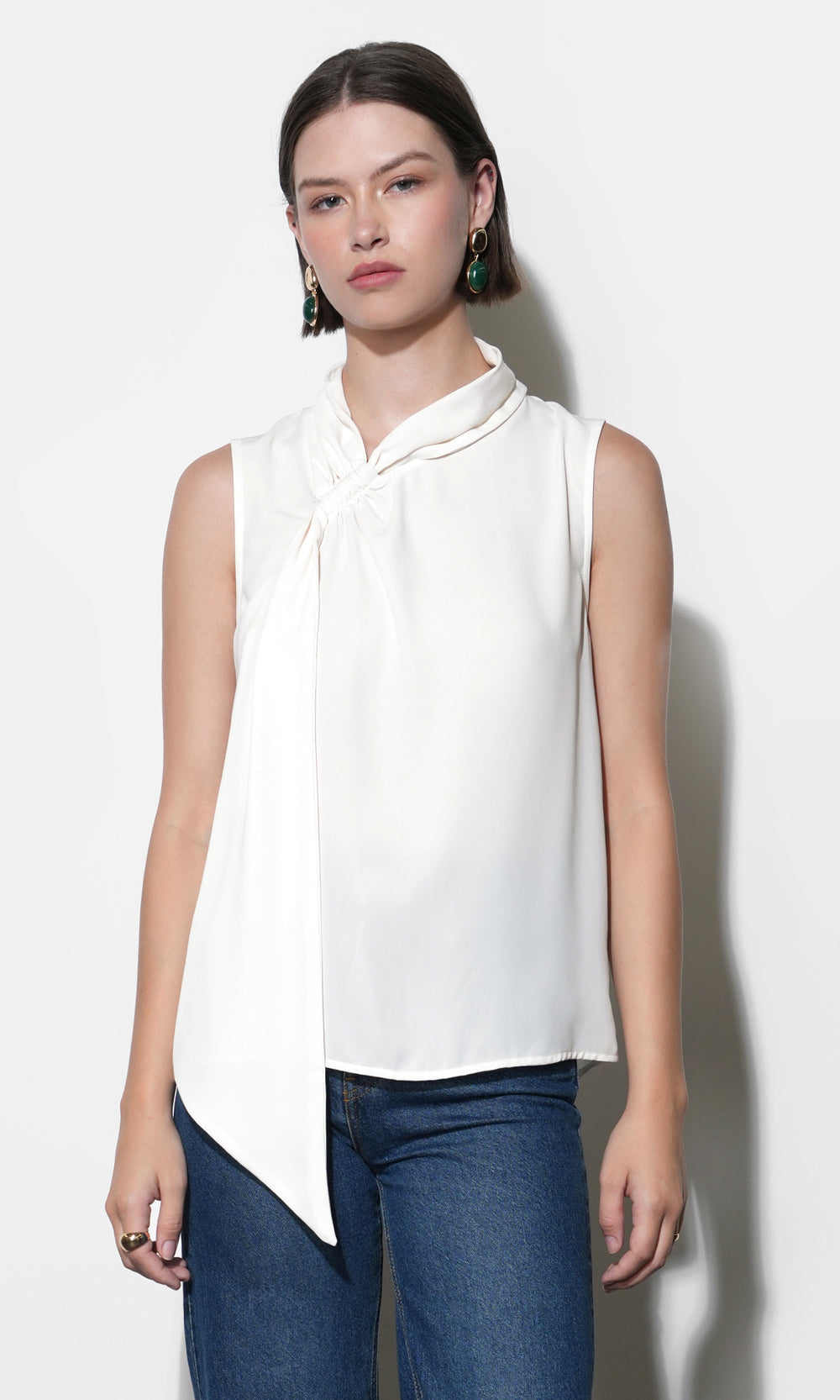 Paige Sleeveless Scarf Neck Blouse