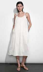Pauline Easy Stripe Midi Dress With Shoulder Detail