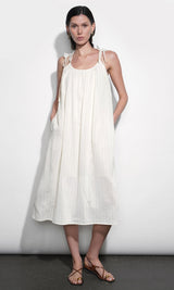 Pauline Easy Stripe Midi Dress With Shoulder Detail