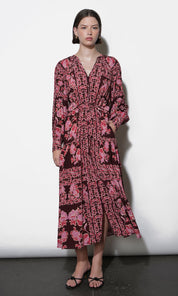 Petra Scarf Print Button Down Midi Dress