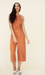 Peyton Pinstripe Knot Waist Culotte Jumpsuit