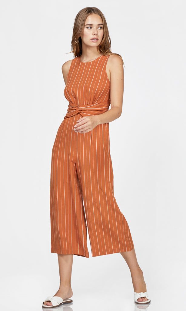 Peyton Pinstripe Knot Waist Culotte Jumpsuit