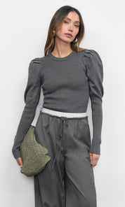 Renoa Puff Sleeve Ribbed Knit Top