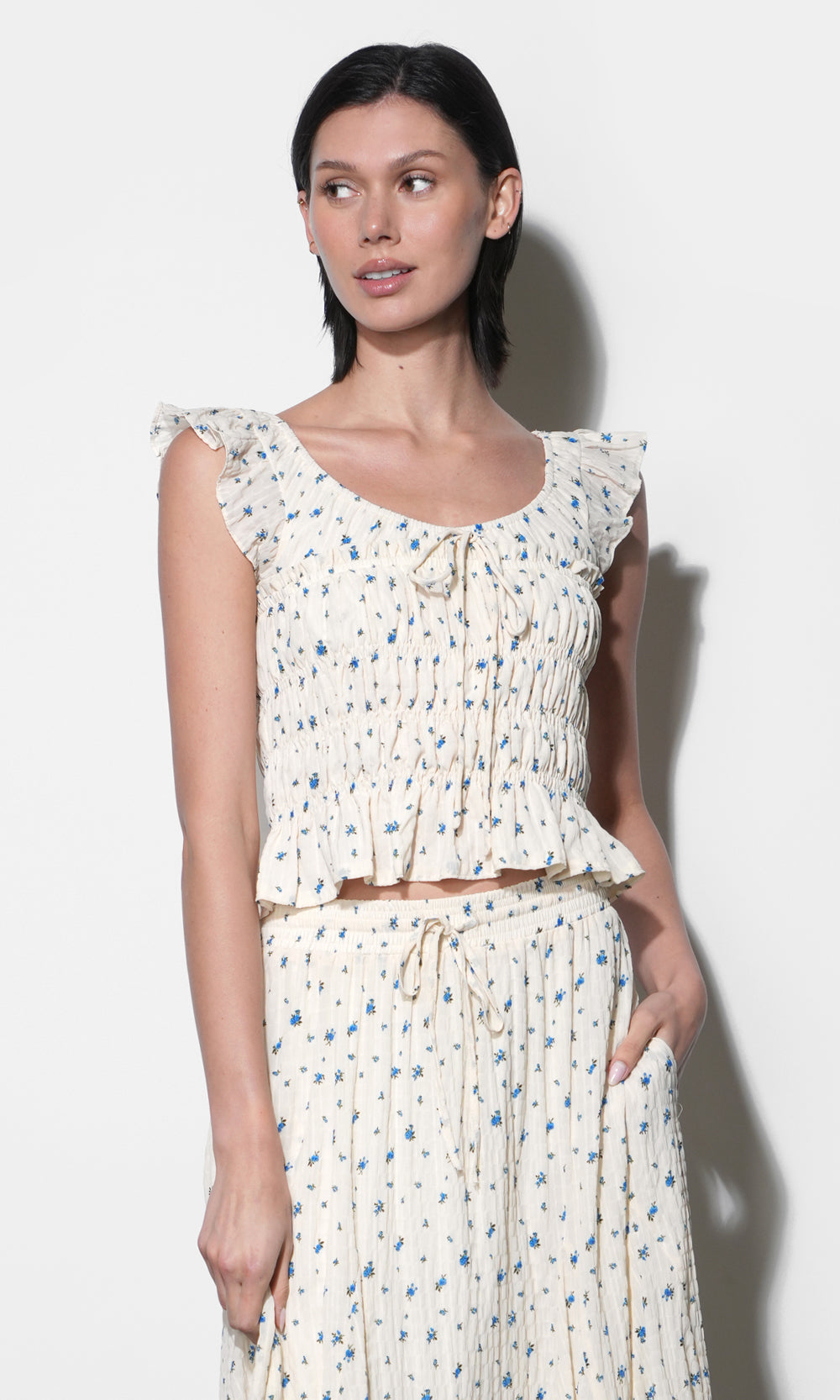 Sadie Flutter Sleeve Smocked Top