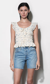 Sadie Flutter Sleeve Smocked Top