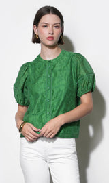 Sadie Puff Sleeve Eyelet Embroidered Blouse
