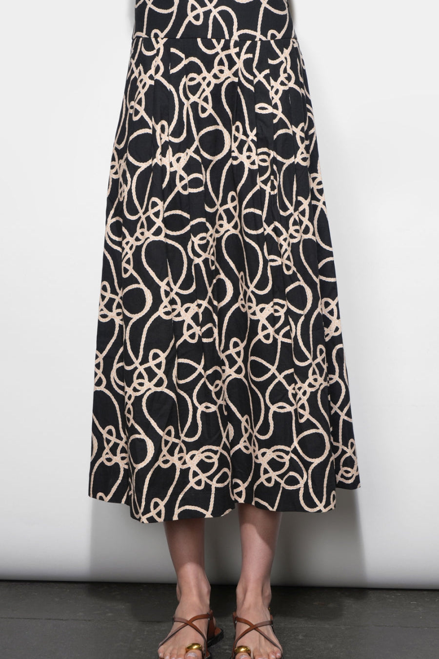 Sailor Pleat Detail Midi Skirt