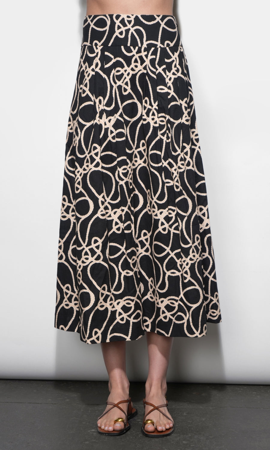 Sailor Pleat Detail Midi Skirt