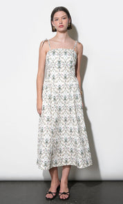 Sara Gathered Sides Sleeveless Midi Dress