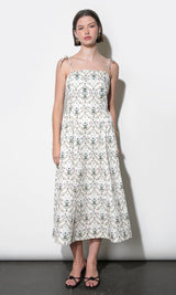 Sara Gathered Sides Sleeveless Midi Dress