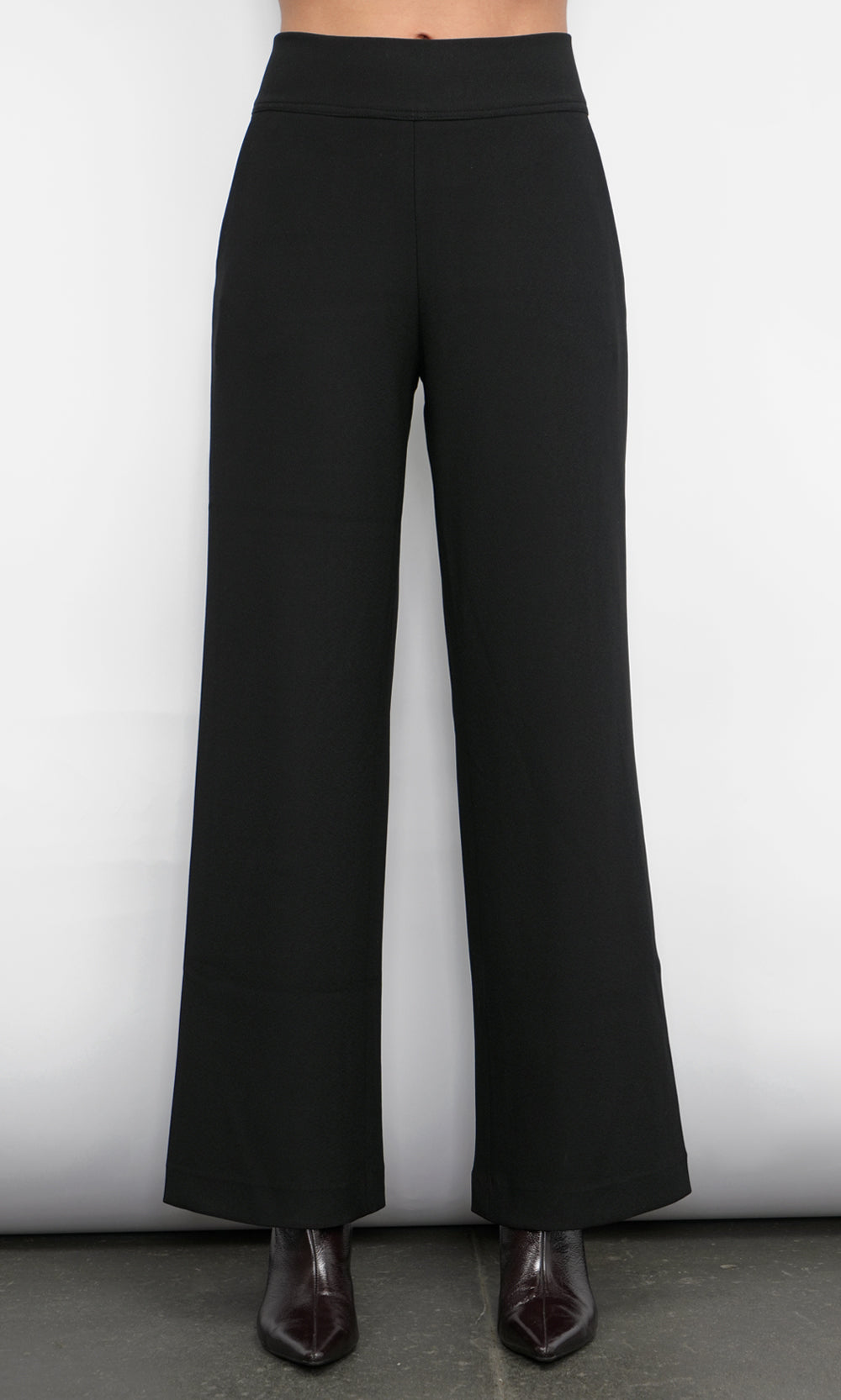 Silvie Wide Leg Knit Black Trousers
