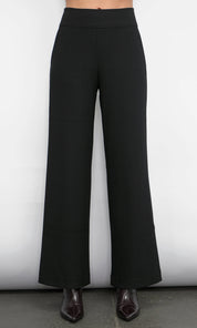 Silvie Wide Leg Knit Black Trousers