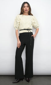 Silvie Wide Leg Knit Black Trousers
