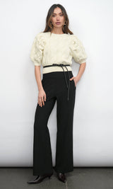 Silvie Wide Leg Knit Black Trousers