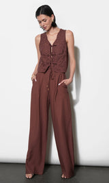 Taryn Waist Tie Detailed Wide Leg Pants