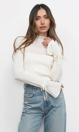 Valerie Sheer Yoke Knit w/ Florets Cuffs