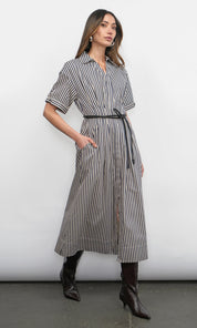 Vanisa Stripe Midi Shirt Dress