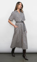 Vanisa Stripe Midi Shirt Dress