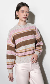 Wendy Slouchy Crew Neck Stripe Sweater