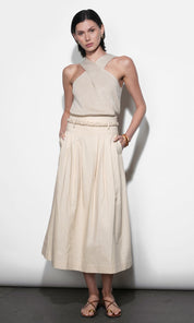 Yvette Pleat detail Mini Skirt With Belt