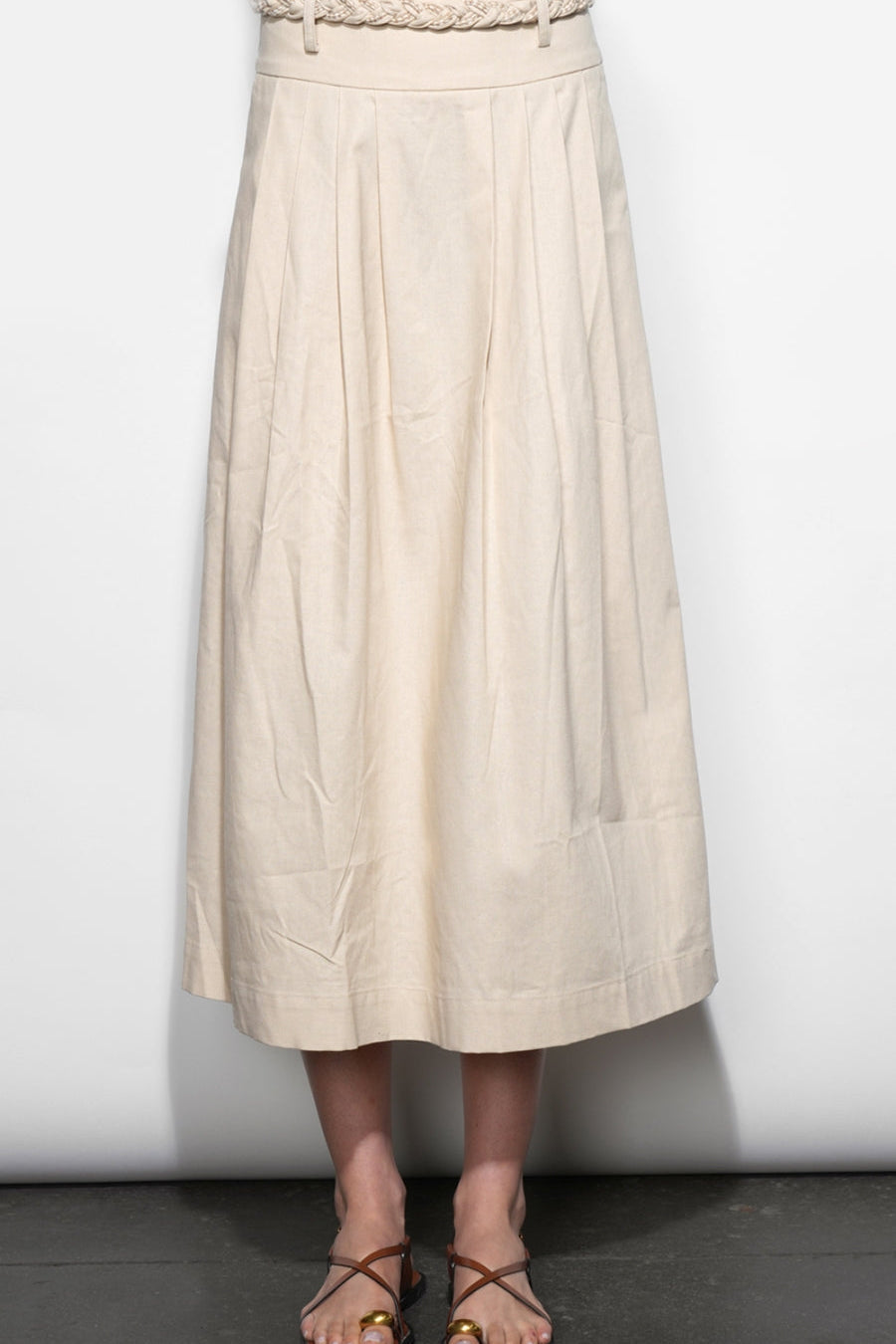 Yvette Pleat detail Mini Skirt With Belt