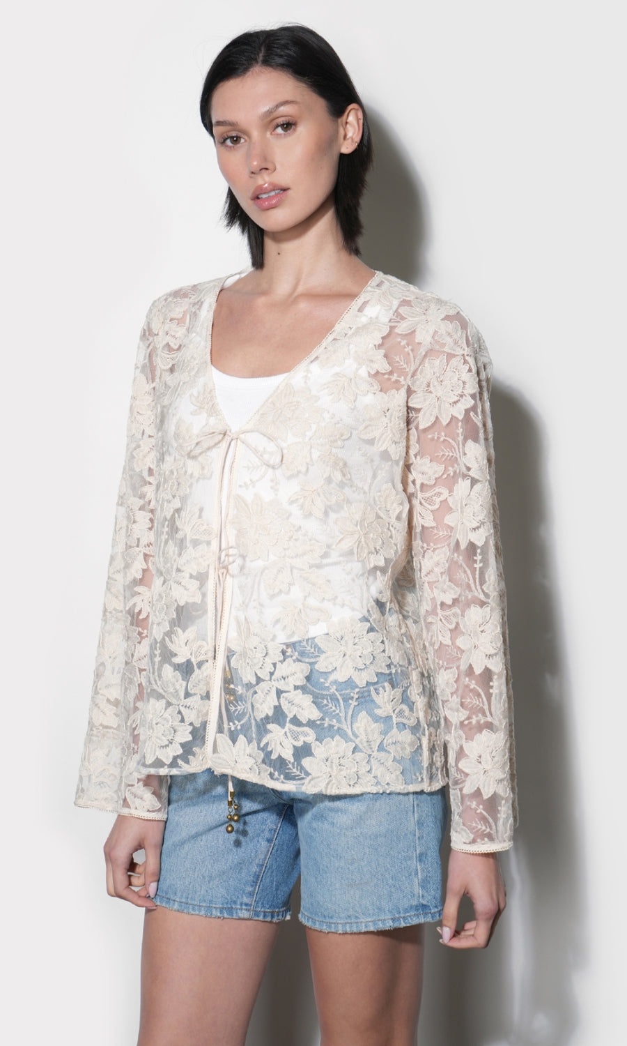 Zaylee Sheer Embroidery Lace Cardigan