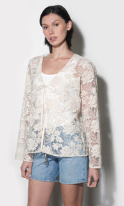 Zaylee Sheer Embroidery Lace Cardigan