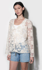 Zaylee Sheer Embroidery Lace Cardigan