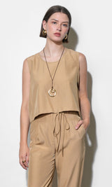 Zoey Side Button Scoop Neck Top