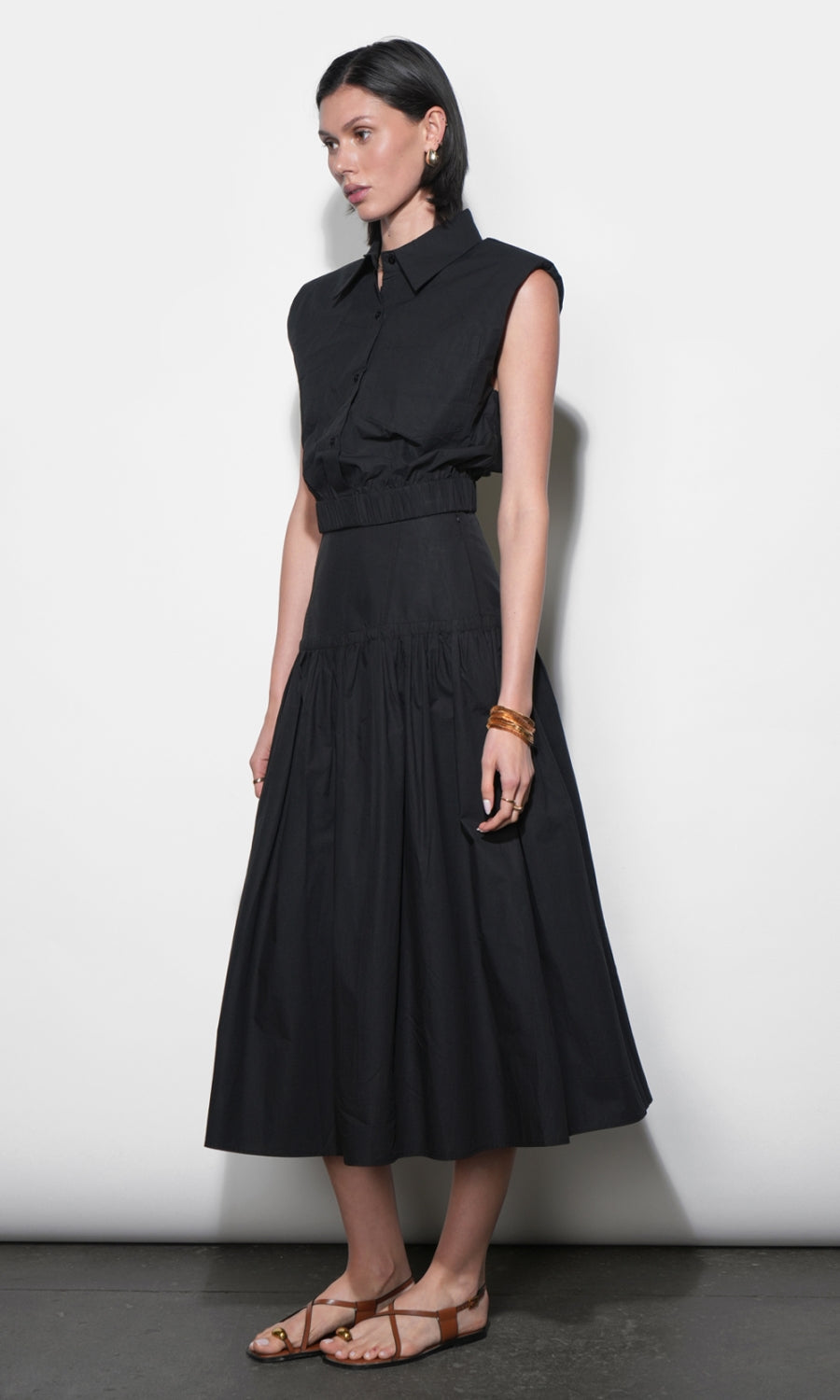 Oren Poplin Sleeveless Shirt With Elasticized Hem