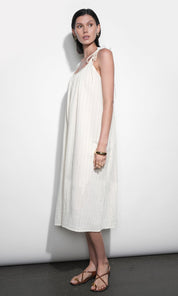 Pauline Easy Stripe Midi Dress With Shoulder Detail