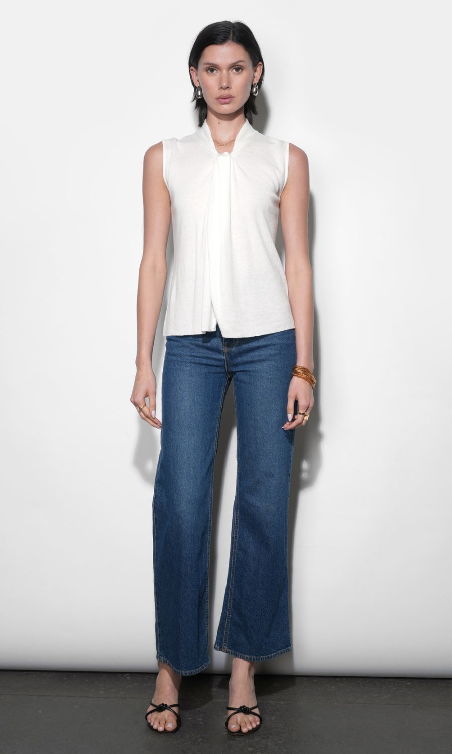Taylor Draped Neck Sleeveless Knit Top