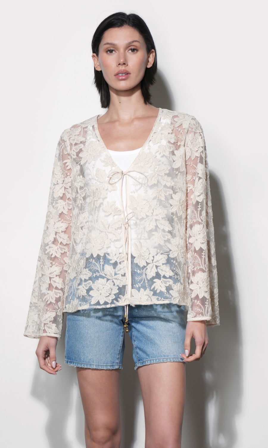 Zaylee Sheer Embroidery Lace Cardigan