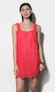 Kallie Linen Blend Embroidered Mini Dress