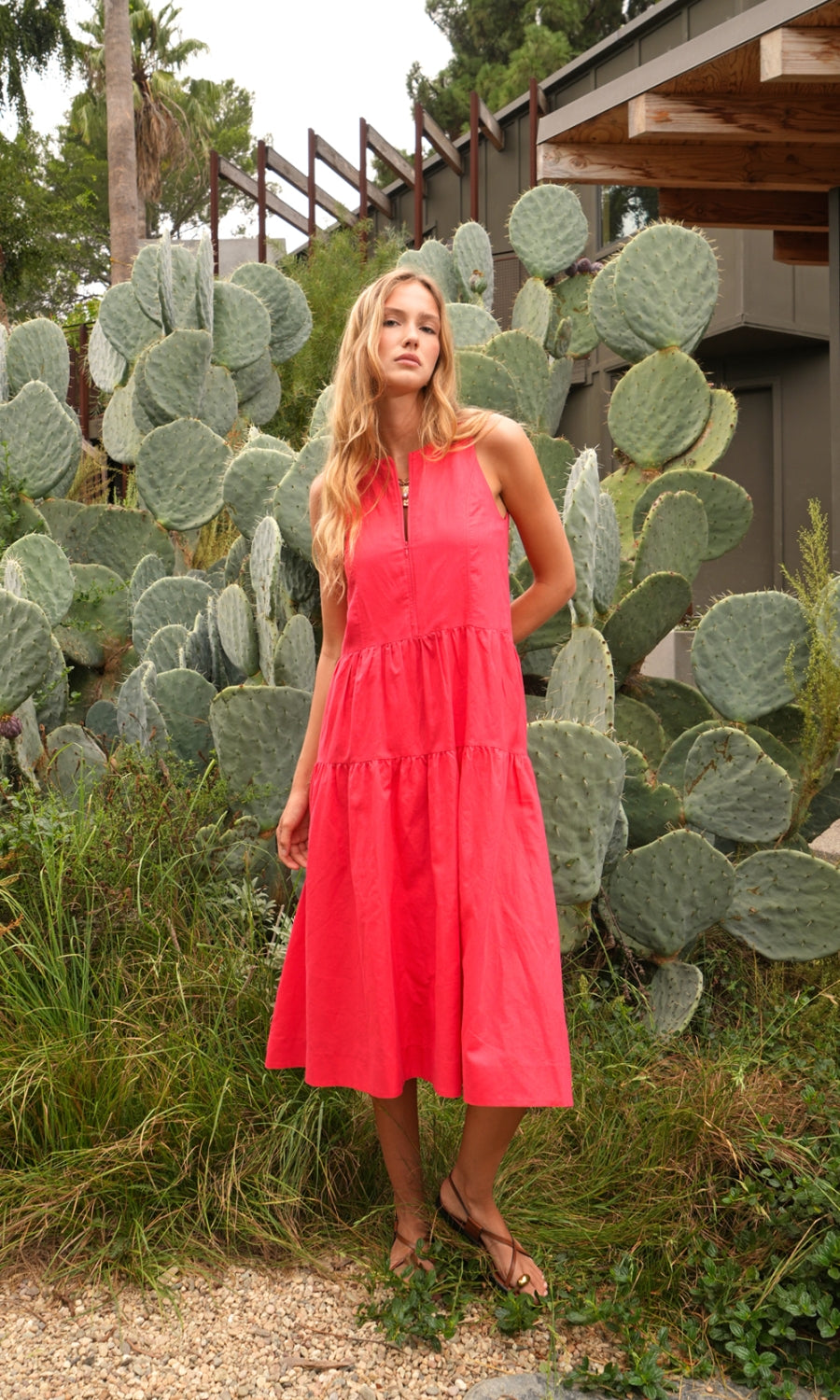 Dahlia Drop Waist Column Dress w/Zip Front