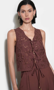Faye Embroidered Tie Front Vest