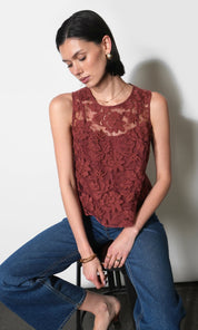 Alice Sheer Embroidered Sleeveless Top