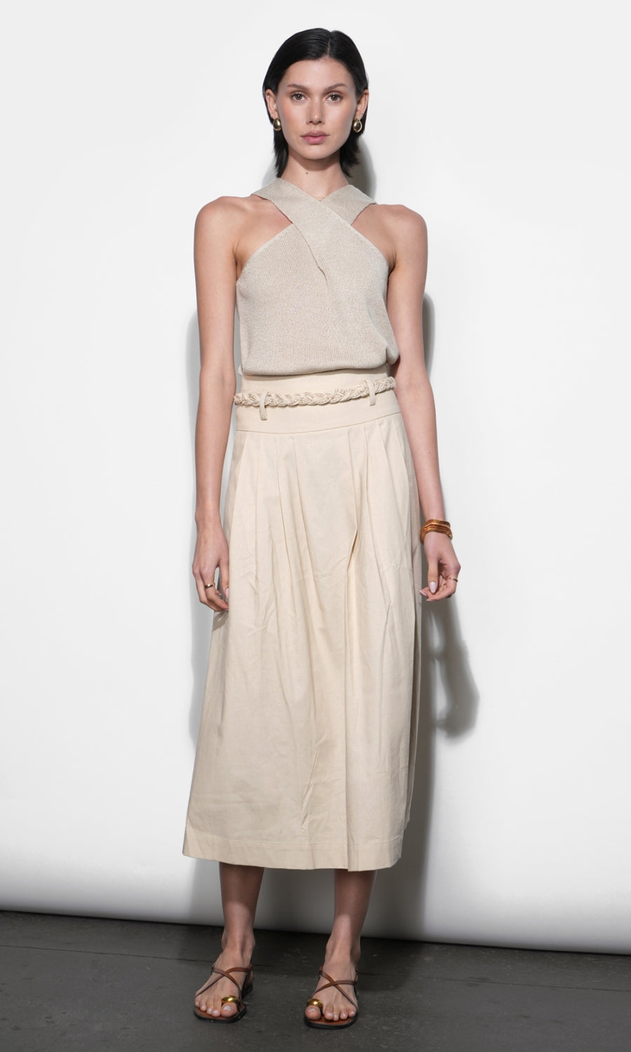 Yvette Pleat detail Mini Skirt With Belt