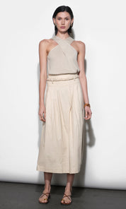 Yvette Pleat detail Mini Skirt With Belt
