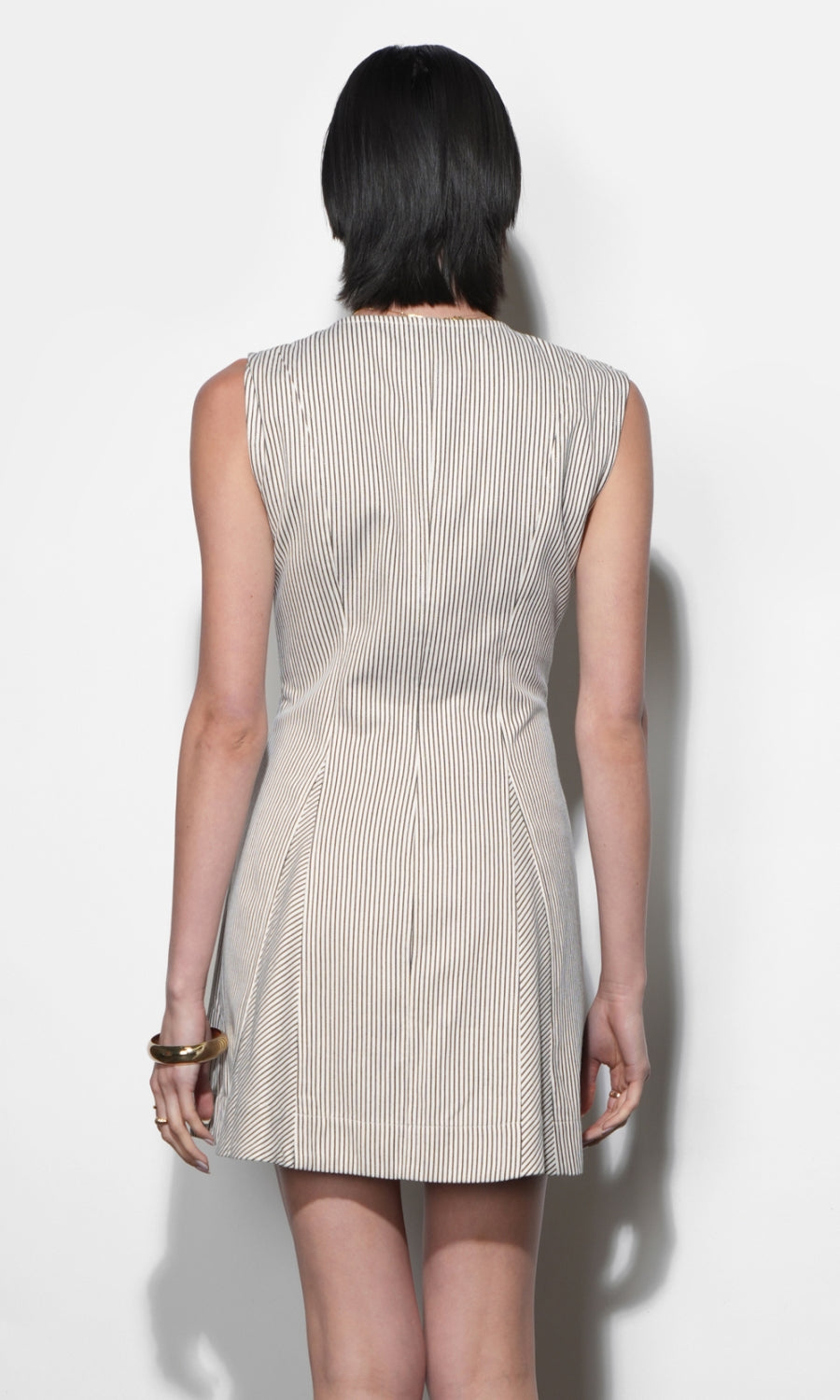 Zora Canvas Stripe Button Drown Mini Dress