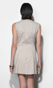 Zora Canvas Stripe Button Drown Mini Dress