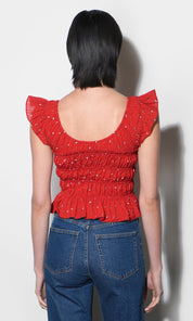 Sadie Flutter Sleeve Smocked Top