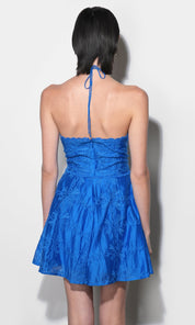 Callie Embroidered Halter Mini Dress