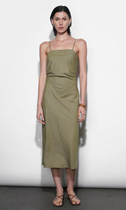 Olivia Cinched Waist Midi Slip Dress