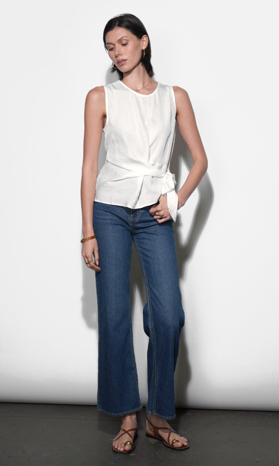 Lola Sleeveless Side Tie Blouse