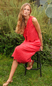 Effie Linen Blend Embroidered Vest Top