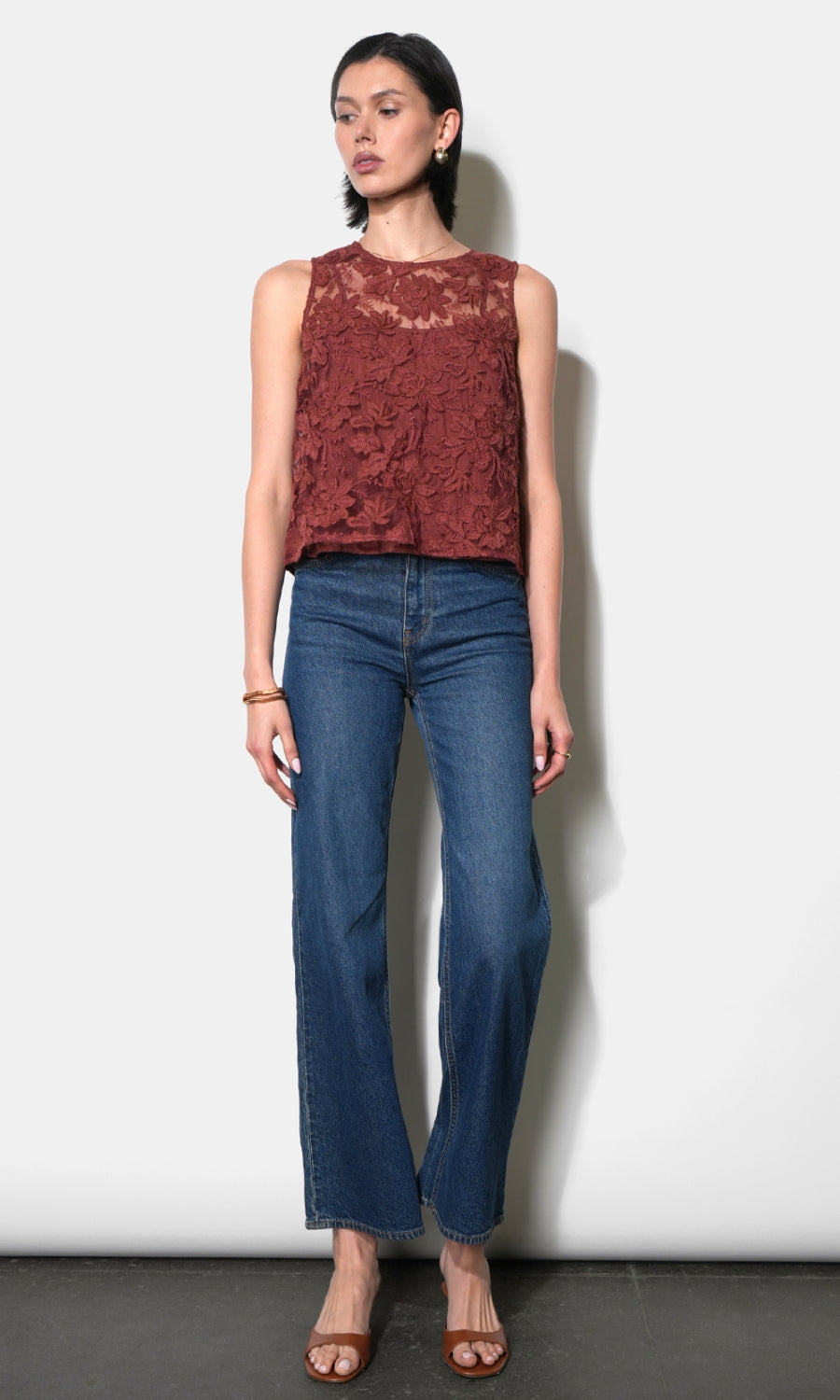 Alice Sheer Embroidered Sleeveless Top